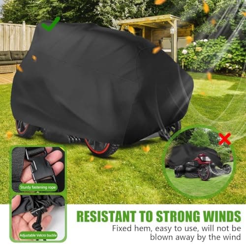 Outdoors Lawn Mower Cover Waterproof Heavy Duty 210D Polyester Oxford UV Protection Lawn Tractor Cover Fits Decks Up to 54" with Drawstring and Storage Bag
