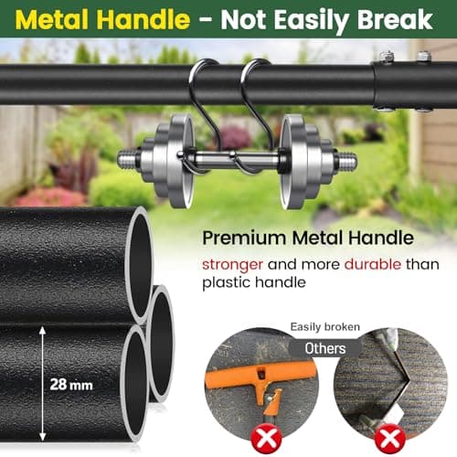 Edger Lawn Tool, Sharp Saw-Tooth Half Moon Hand Lawn Edging Tool for Landscaping, Adjustable 49" Long Handle Manual Edgers with T-Grip for Sidewalk Yard Garden Flower Bed Border Cable Burying