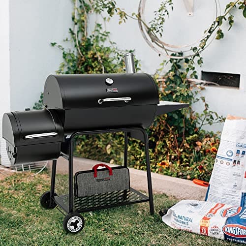 Royal Gourmet CC1830M 30 Inch Barrel Charcoal Grill with Offset Smoker & Warming Rack, Outdoor BBQ Grill with 811 Sq. In. Grilling Space for Backyard, Patio and Parties, Black