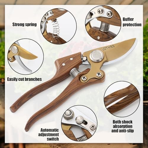 Lothee Japanese Gardening Scissors Made in Japan, Carbon Steel Flower Pruning Shears Heavy-duty Gardening Scissors, for Pruning Plants