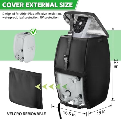 Hot Tub Spa Heater Pump Cover Black - Weatherproof Water Pump Cover for Winter Freeze Protection - Compatible with Heating Pumps with 3 Connectors(Cover Only)
