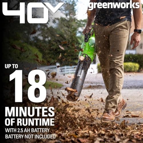 Greenworks 40V 21" Self-Propelled Lawn Mower,Axial Leaf Blower(500 CFM / 120 MPH),13" String Trimmer with 2 Batteries(5Ah+2Ah) & Chargers