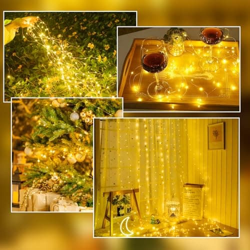 4-Pack Fairy Lights Battery Operated with Timer, Waterproof 16FT 50 LED String Lights Indoor Outdoor, Cuttable Starry Fairy Lights for Christmas Home Bedroom Wedding DIY Centerpiece Decor (Warm White)