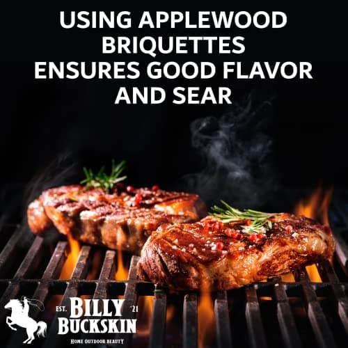 6.5 Lb Oak & Applewood Charcoal Briquettes for Beef, Pork, Fish, Steaks, Ribs & More, 100% All-Natural, Quick & Easy Lighting for Outdoor BBQ, Smoker, Tailgating, Camping by Billy Buckskin Co.