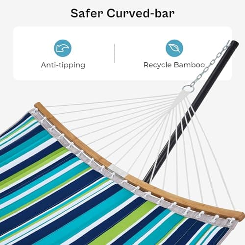 SUPERJARE Hammock with Stand, 2 Person Heavy Duty Hammock with Padded Cotton, Detachable Pillow & Strong Curved-Bar & Portable Carrying Bag, Perfect for Outdoor & Indoor - Dark Cyan