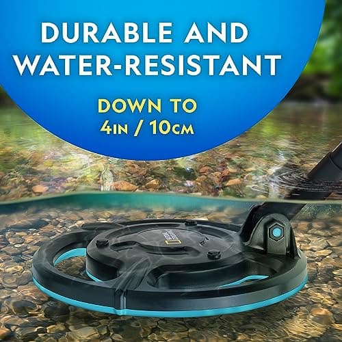 National Geographic Starter Metal Detector Kit for Kids - Kids Metal Detector with 7.4" Waterproof Coil & Trowel, Lightweight Gold Detector, Beach Detecting, Gift for Boys & Girls