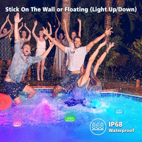 Pool Lights, Upgraded Rechargeable Submersible LED Lights with Remote IP68 Waterproof 16 Colors Hot Tub Underwater Pool Lights for Above Ground Inground Pool, Bath, Party, Vase 2 Pack