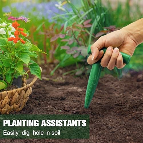 6.9 inch Bulb Planter Tool Plastic Sow Dibbler with Handle Garden Hand Dibber Garden Seed Tool for Sowing Seeds Planting Bulbs Digging (Green)