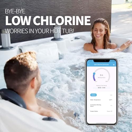 WiFi Salt Chlorine Generator, Briidea Chlorine Generator with USA Titanium Salt Cell, Designed for Hot Tubs & Swim Spas Up to 2,000 Gallons, Advanced APP Remote Control