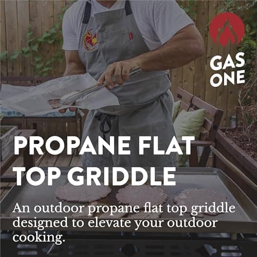 Gas One Flat Top Grill with 3 Burners Auto Ignition Propane Portable Stainless Steel Tabletop Grill with Pre Season Griddle Convenient Drip Tray Ideal for RV, Camping
