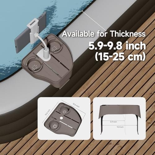 Adjustable Hot Tub Tray Table, Clip-on Pool Cup Holder Phone Holder, Nonslip Spa Drink Tray Side Table for Outdoor Inflatable Pools, Must Have Hottub Accessories for Adults