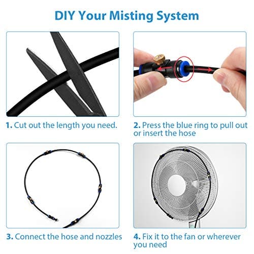 lifeegrn Misting Cooling System, Outdoor Misting System for Patio, 40 FT Misting Line+10 Mist Nozzles+3/4" Brass Adapter,Outdoor Mister System for Patio Garden Trampoline Greenhouse