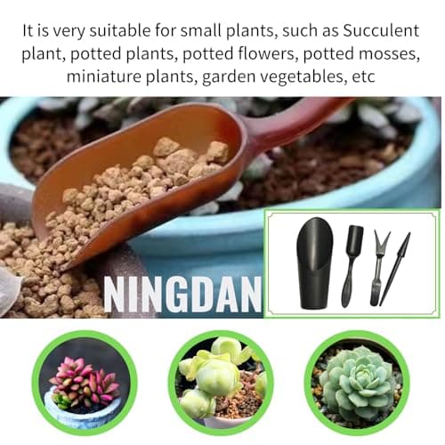 Garden Shovel Hand Tools Transplanting Potting Bonsai Soil Scoop Plastic Succulent Kits,Mini Garden Plant Care Shovel Soil (Black)