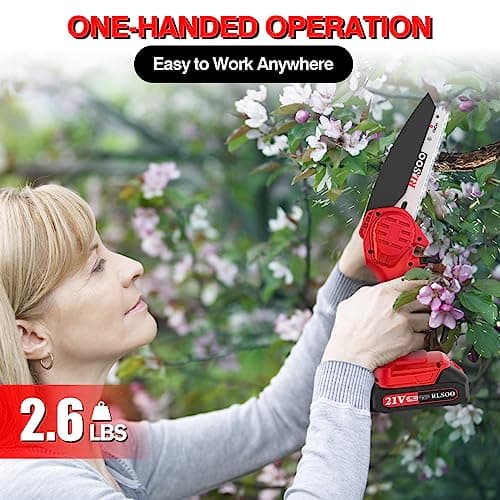 Mini Chainsaw, 6 Inch Mini Chainsaw Cordless, 2024 Upgraded Portable Handheld Small Chain saw for Wood Cutting, Tree Trimming, Courtyard, Household, and Garden (Includes 2 Batteries and 3 Chains)