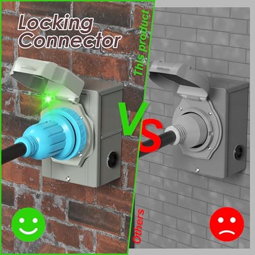CircleCord 4 Prong 6.6 Feet 30 Amp Generator Extension Cord and Inlet Box with Locking Connector, Heavy Duty NEMA L14-30P/L14-30R, 125/250V 7500W 10 Gauge SJTW Generator to House Power Cord (6.6 Feet)