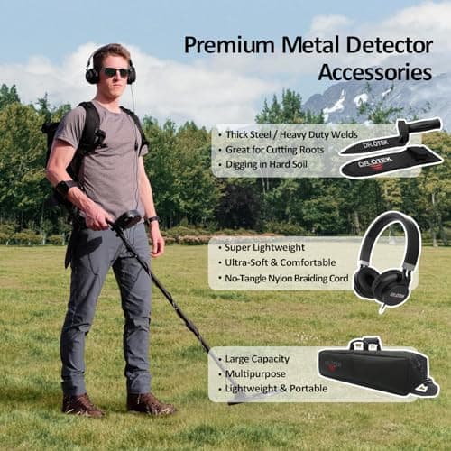 DR.ÖTEK Metal Detector for Adults Professional, Pinpoint Metal Detector Waterproof Gold and Silver, Higher Accuracy, Bigger LCD Display, Strong Memory Mode, 10" IP68 Coil, New Advanced DSP Chip, Blue