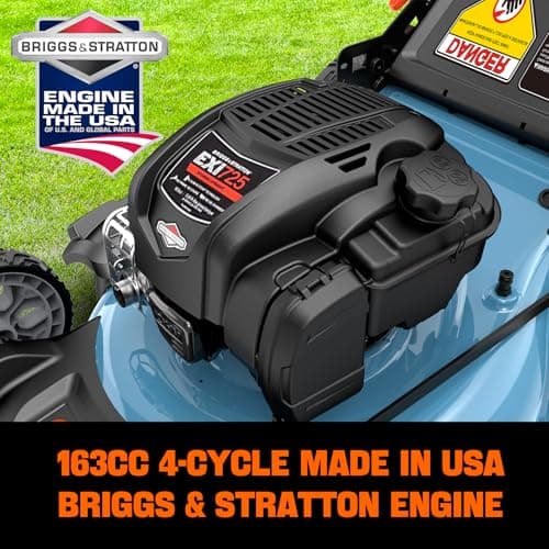 SENIX LSSG-H2 22-Inch Self Propelled Gas Lawn Mower with 163 cc 4-Cycle Engine, 3-in-1 Rear Wheel Drive Variable Speed Lawnmower, 6-Position Height Adjustment with 11-Inch Rear Wheels