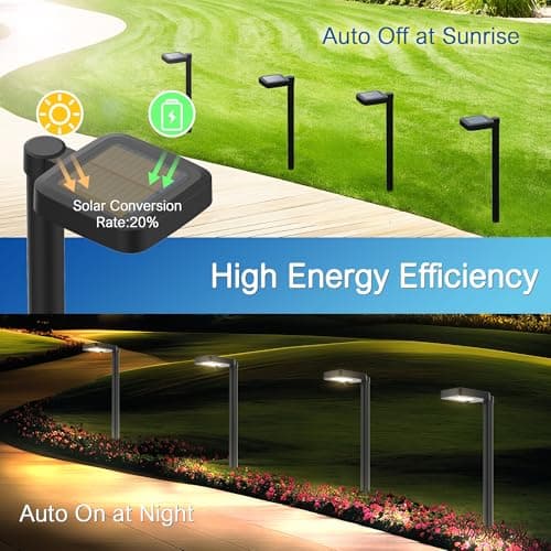 4 Pack Solar Pathway Lights with 2-in-1 Warm White and Cool White Light Modes, Solar Lights for Outdoor Garden Yard Landscape Path Walkway Sidewalk