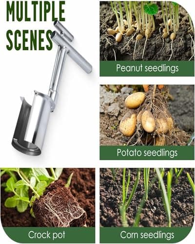 Bulb Planter Tool,2025 New Gardening Bulb Transplanter,Stainless Steel Fruit Tree Seedling Transplanter,Heavy Duty Stainless Steel Seed Planting Tools for Flowers Digging Holes Sowing Plant Bulb(1PCS