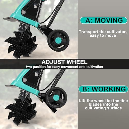 Tiller 13.5AMP Rototiller for Garden Corded Electric Tiller Garden Electric Cultivator 8Inch Depth 16Inch Width Tiller for Garden Yard