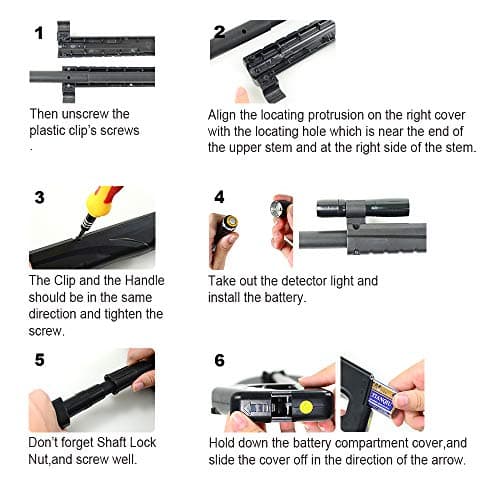 allsun Beach Metal DIY Beginner Detector Adjustable 40.6 Inch Water Full Proof Gold Handheld Metal Finder 6” Search Coil Black
