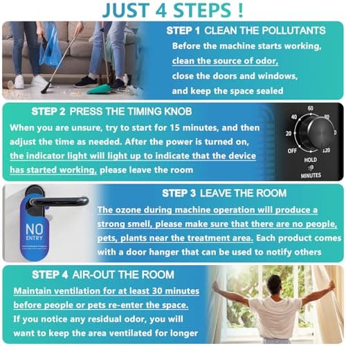 Ozone Generator 60000mg/h, High Capacity Ozone Machine, Odor Eliminator for Home, Car, Smoke, Pets, O3 Air Purifier Deodorizes 6,000 Square Feet (Black)