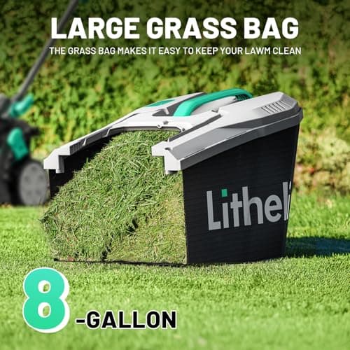 Litheli Cordless Lawn Mower 13 Inch, 5 Heights, 20V Electric Lawn Mowers for Garden, Yard and Farm, with Brushless Motor, 4.0Ah Battery & Charger Included