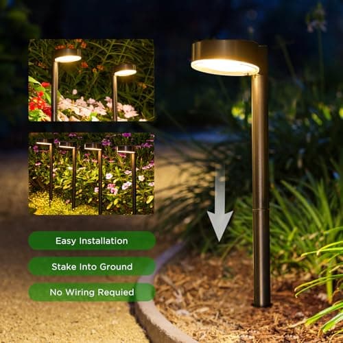 8 Pack Solar Pathway Lights - Modern Waterproof 12 LED Outdoor Solar Lights for Yard, Up to 12 Hrs