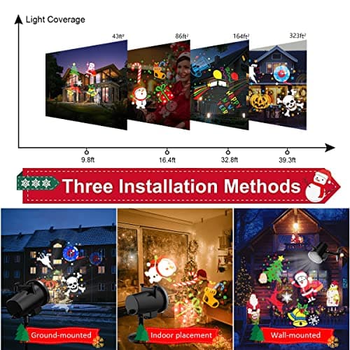 Christmas Lights Projector,Waterproof IP65 Indoor Motion Remote Control 10W LED Projector, 16 Slides Holiday Light Party Outdoor Garden House Apartment Kids Room Night Light