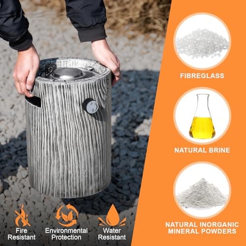 CHANGE MOORE Propane Fire Pit, Composite Materials 10-inch FirePit Table Round Base, Fire Water Resistant Anti-Freezing 10,000 BTU, Free Lava Rocks, CSA Certified Fire Pits for Patio Garden Outdoor