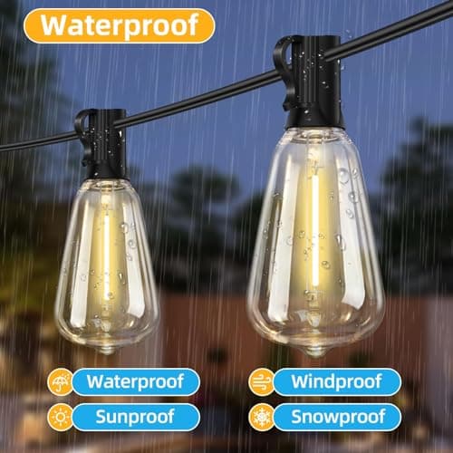 ST38 100FT LED Outdoor String Lights with 50 Shatterproof ST38 Bulbs+2 Spares, 2700K Warm White – for Backyard, Patio, Garden, Wedding, Party, Christmas, Porch, Deck, Gazebo, Bistro, Camping Decor