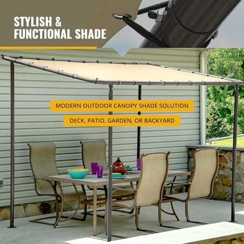 ShelterLogic 10' x 6' Solano Gazebo Canopy Charcoal Carbon Steel Frame and Marzipan Water-Resistant and Sun Protection Tan Cover