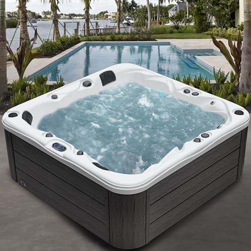 Surfaces Outdoor Hot Tub, Fits 4 Adults, 36 Jets, Double Lounger Seat Spa, Bluetooth, LED Lights, Cover Included, Wellness Tool, Aqualife by Strong Spas