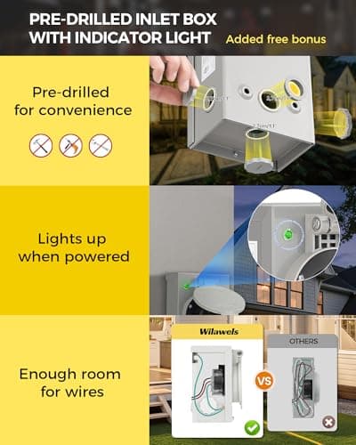 30 Amp Generator Cord and Pre-drilled Power Inlet Box Kit, NEMA L14-30P to L14-30R, 15FT 4 Prong 10 Gauge STW Wire with Twist Lock Connector, L14-30P Inlet Box for Generator to House, ETL Listed