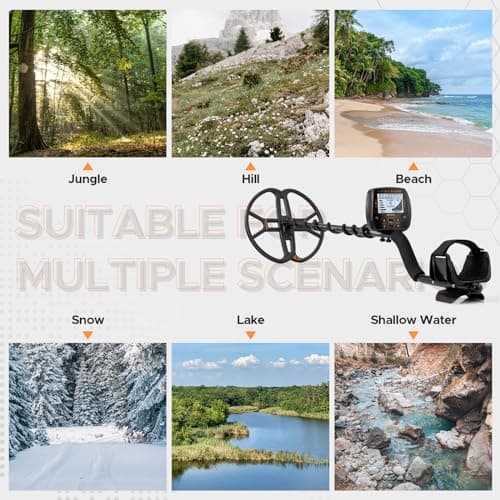 13" Metal Detector for Adults Professional, Double-D Waterproof Search Coil Gold Finder with Pinpoint, High Sensitivity DISC Mode, LCD Backlight Display Gold Detector