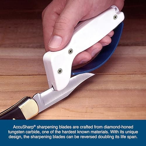 AccuSharp Hand-Held Carbide Blade Sharpener, Kitchen Knife and Chef Knife Sharpener, Professional Chef Grade Sharpening Tool, Restore and Hone Straight & Serrated Knives, 2-Pack, White