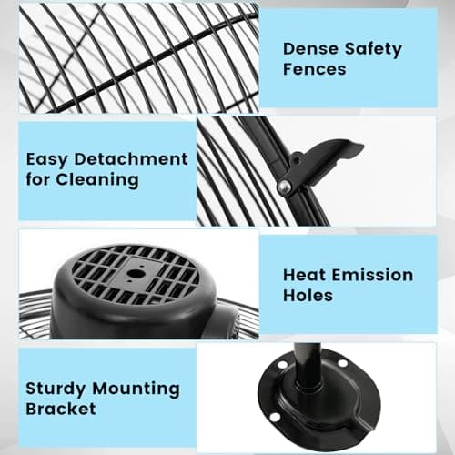 Tangkula 20 Inch Wall Mount Fan with Aluminum Fan Blades, Industrial 3-Speed Oscillating Metal Wall Fan, Heavy Duty Wall Mount Fan for Shop, Commercial, Garage, Warehouse, Workshops & Factory