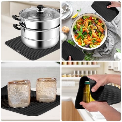 Silicone Trivet Mat Extra Large Heat Resistant, Non-Slip Pot Holder, Multi Purpose Kitchen Hot Pad for Use as a Trivet, Hot Dish Mat, or Utensil Drying Rack 14.2"×11 "