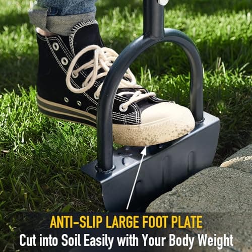 Colwelt Saw-Tooth Edger Lawn Tool, Half Moon Lawn Edger with T-Grip, Sidewalk Grass Long Handled Step Edger, 38-Inch