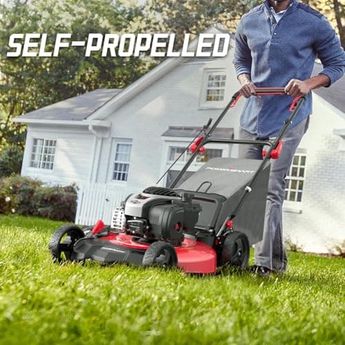 PowerSmart 21" 140cc Self Propelled Lawn Mower, 6-Position Adjustable Cutting Height, 3-in-1 with Mulching. Side Discharge. Rear Bagging, Easy Start