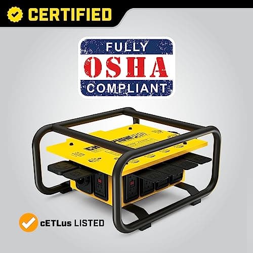 Champion Power Equipment Pro Grade OSHA Compliant Power Distribution Box, 50-Amp Twist Lock Inlet, Six 120V GFCI Duplexes, One 120/240V 30A Locking Outlet, 30A and 50A RV Adapters