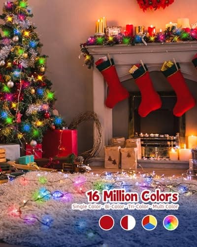 Minetom 66Ft 200 LED Smart RGB String Lights, App Controlled, Dimmable Timer, Waterproof, Indoor/Outdoor, Multicolor, LED, Christmas Tree Lights