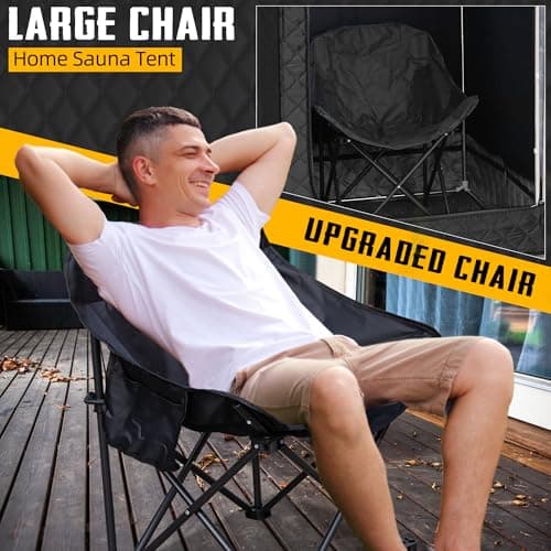 Infrared Saunas for Home, Portable Dry Sauna with Heating Foot Pad, Infrared Saunas with Big Sauna Chair, 3.2’ x 3.2’ x 6.0’, Black