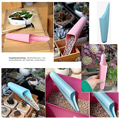 2 Pack Bonsai Soil Scoops Precision Potting Soil Scoop Far Reaching Hand Spreader Shaker Garden Cultivation Scoop for Digging Planting Transplanting Gardening Tool Seeds Fertilizer