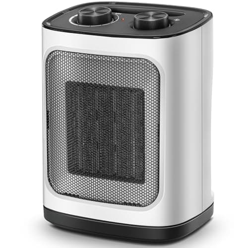 Kismile Portable Electric Space Heater, Small Ceramic Heater Fan with Thermostat, Tip-Over and Overheat Protection,Fast Heating for Home/Office,1500W(White)