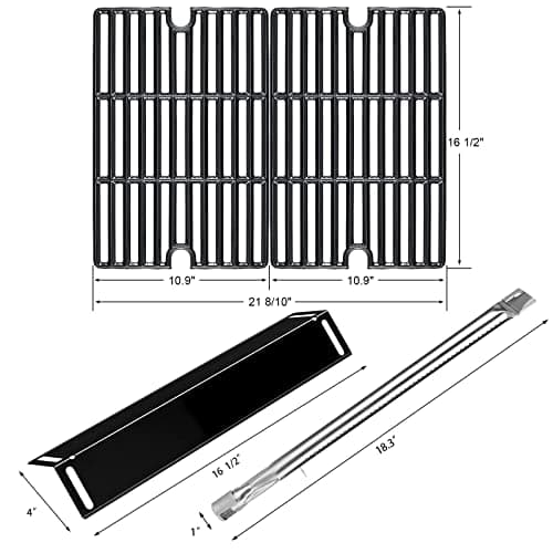 Hisencn Grill Replacement for Smoke Hollow PS9900, PS9500, 6800, Smoke Hollow Grill Parts for 16.5" Porcelain Steel Heat Plate Shield, Stainless Steel Pipe Burners, Cast Iron Cooking Grate