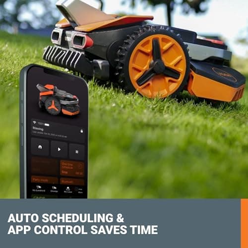 WORX Landroid Vision Robotic Lawn Mower, Wire Free Robot Mower with Active Obstacle Avoidance, WiFi & Bluetooth Connection, APP Control, 1 Acre, WR235