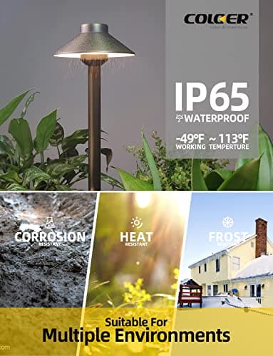 COLOER Brass Low Voltage Outdoor Path Lights 4-Pack with 2W LED G4 Bulb,12V Waterproof China Hat Pathway Lighting for Yard, Patio, Landscape, Planter, Walkway(602B)