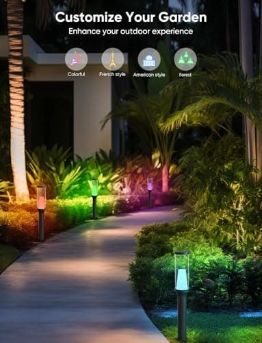 Pathway Lights Outdoor, RGBCW Low Voltage Landscape Lighting, Smart APP and Alexa Control, IP65 Waterproof, Color Changing Walkway Lights for Garden, Yard, Patio, Christmas, 4 Pack