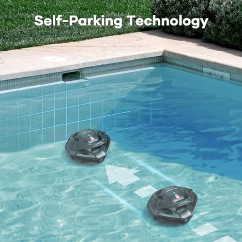 AIPER Cordless Robotic Pool Cleaner, Pool Vacuum with Self-Parking Technology, Portable, Ideal for Above-Ground Flat Pool up to 40 Feet, Grey
